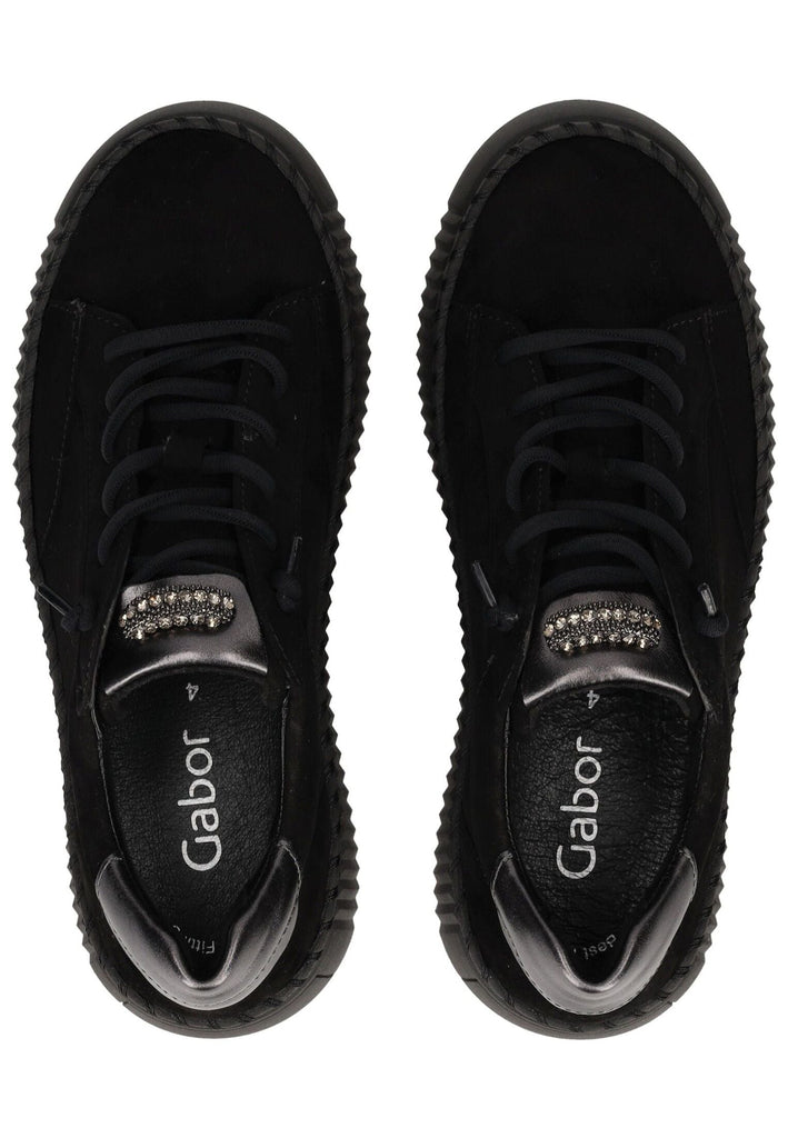 Gabor Sneaker Veloursleder Schwarz/Silber