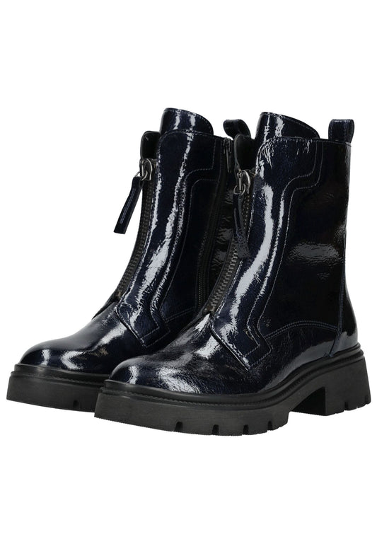 Gabor Stiefelette Leder Blau Lack Warmfutter