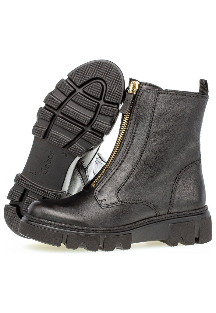 Gabor Stiefelette Leder Schwarz/Gold