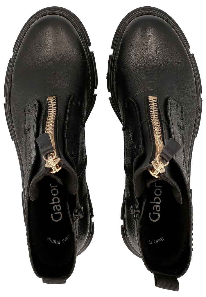 Gabor Stiefelette Leder Schwarz/Gold