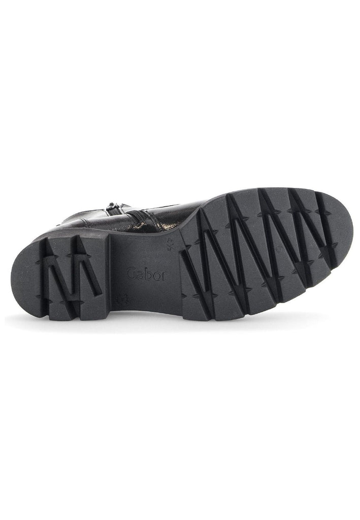 Gabor Stiefelette Leder Schwarz Lack Warmfutter