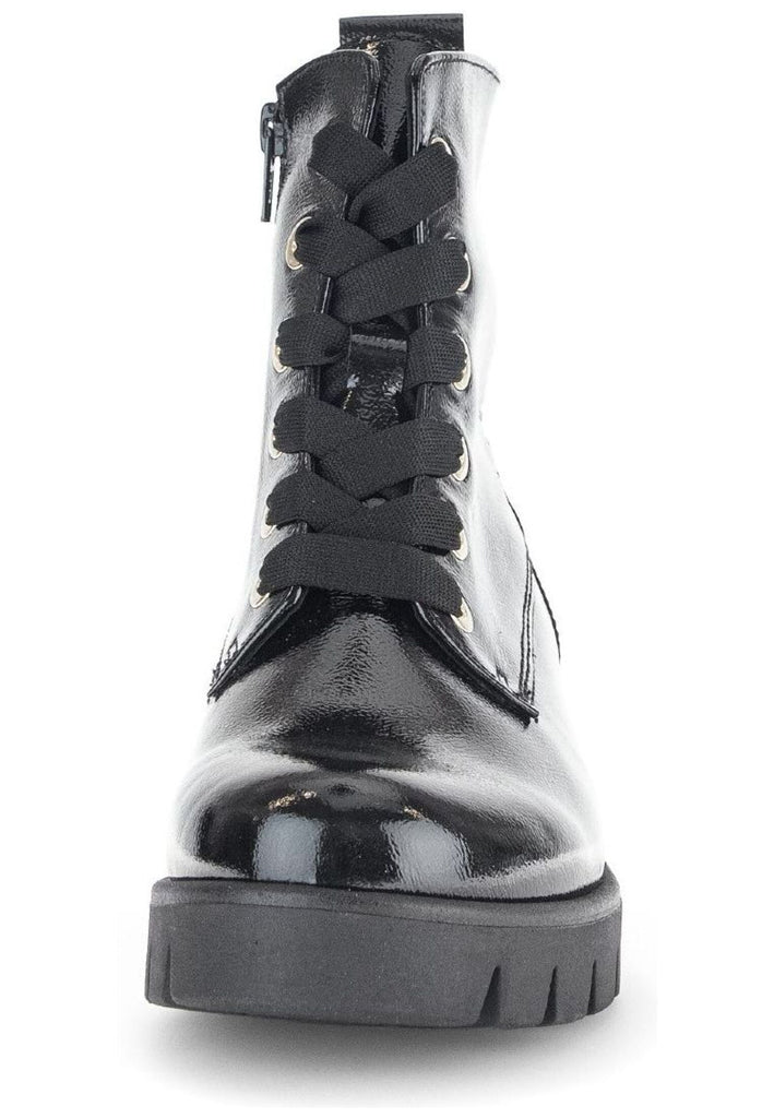 Gabor Stiefelette Leder Schwarz Lack Warmfutter