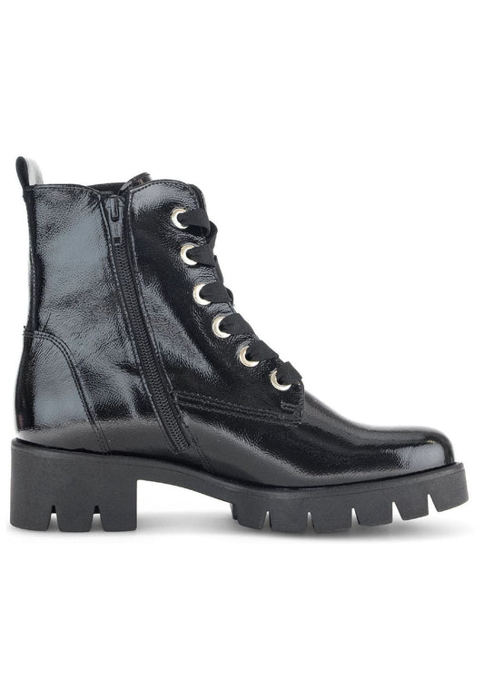 Gabor Stiefelette Leder Schwarz Lack Warmfutter