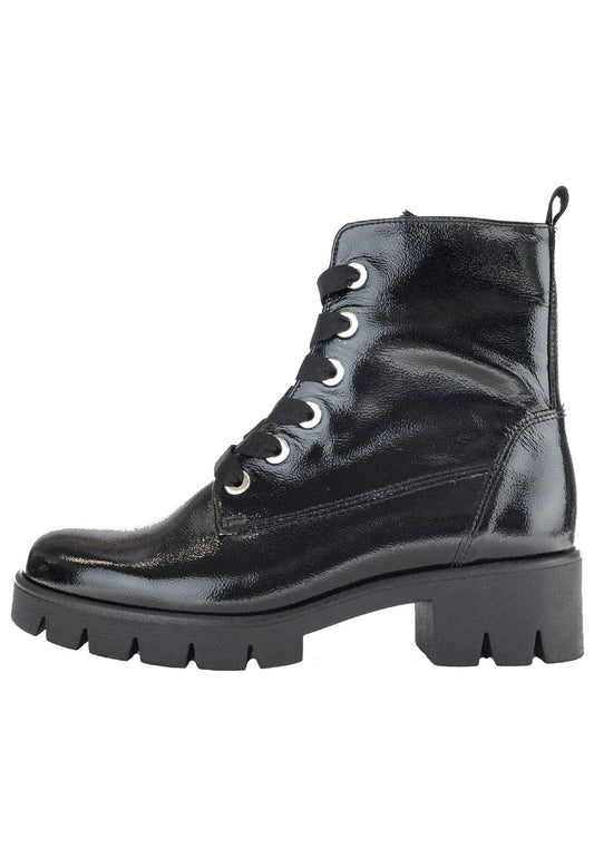 Gabor Stiefelette Leder Schwarz Lack Warmfutter