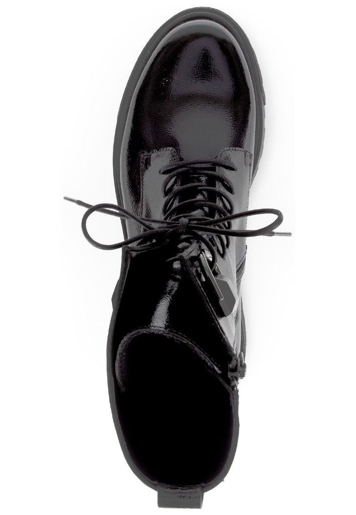 Gabor Stiefelette Leder Schwarz Lack Warmfutter
