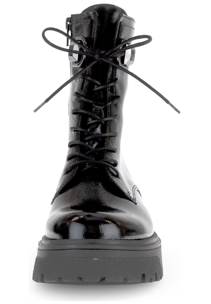 Gabor Stiefelette Leder Schwarz Lack Warmfutter