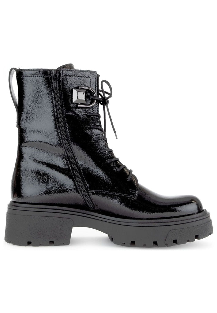 Gabor Stiefelette Leder Schwarz Lack Warmfutter