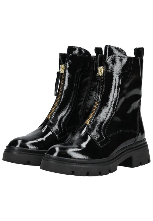 Gabor Stiefelette Leder Schwarz Lack Warmfutter