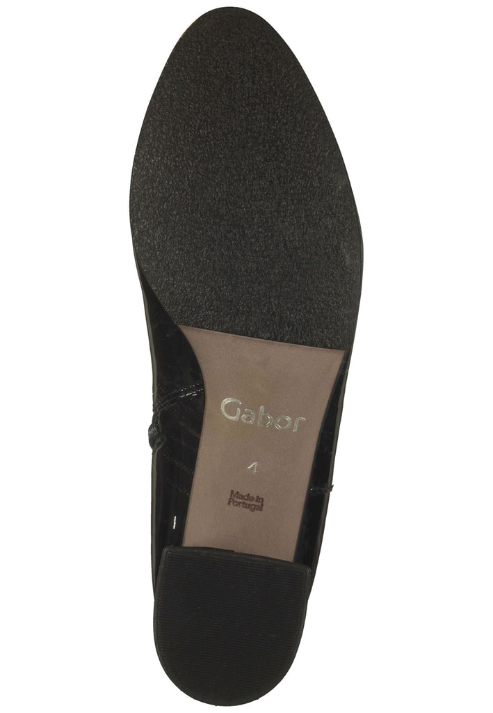 Gabor Stiefelette Leder/Textil Schwarz Lack Warmfutter