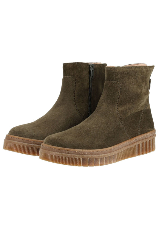 Gabor Stiefelette Veloursleder Oliv Warmfutter