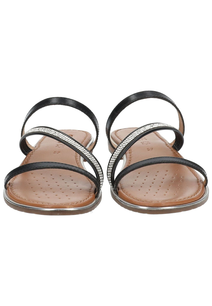 Geox Pantoletten Leder Schwarz/Silber