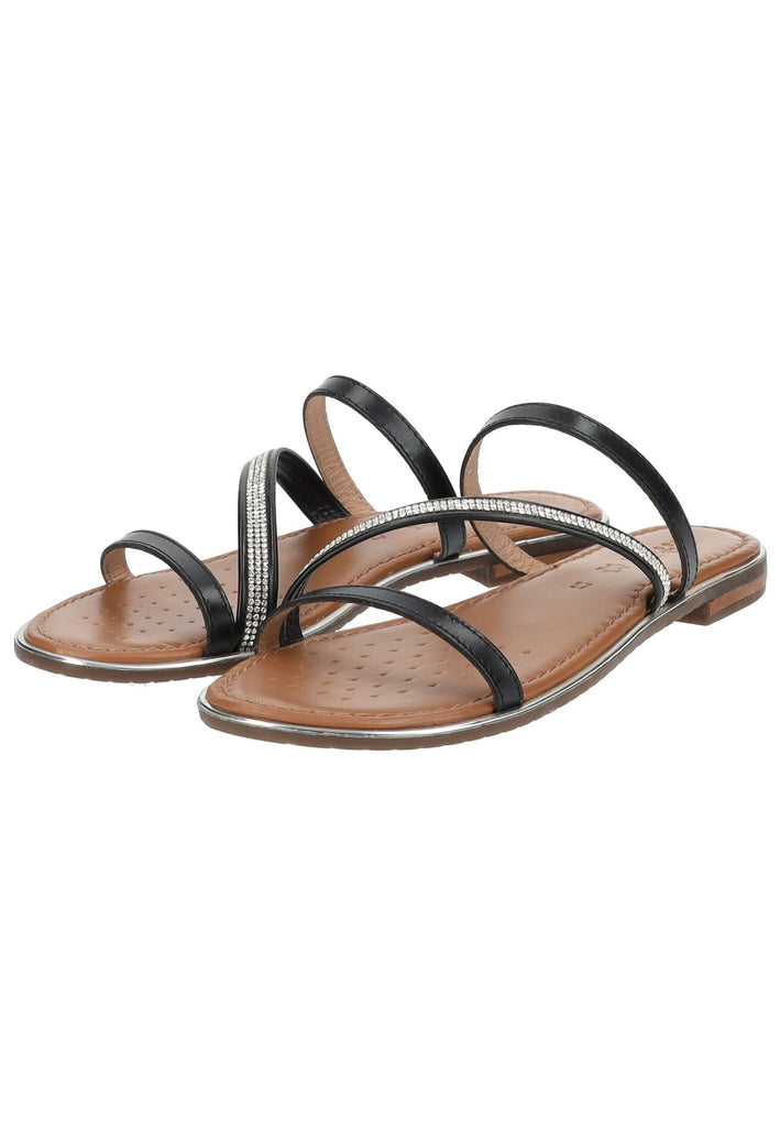 Geox Pantoletten Leder Schwarz/Silber