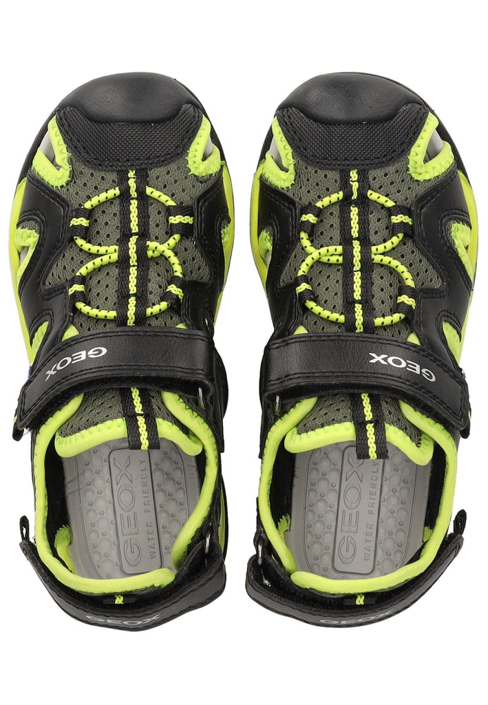 Geox Sandalen Lederimitat/Mesh Schwarz/Lime