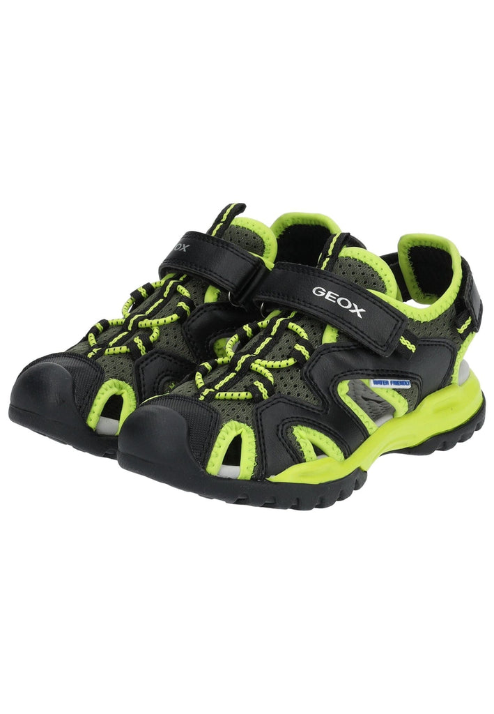Geox Sandalen Lederimitat/Mesh Schwarz/Lime