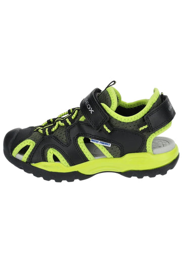 Geox Sandalen Lederimitat/Mesh Schwarz/Lime