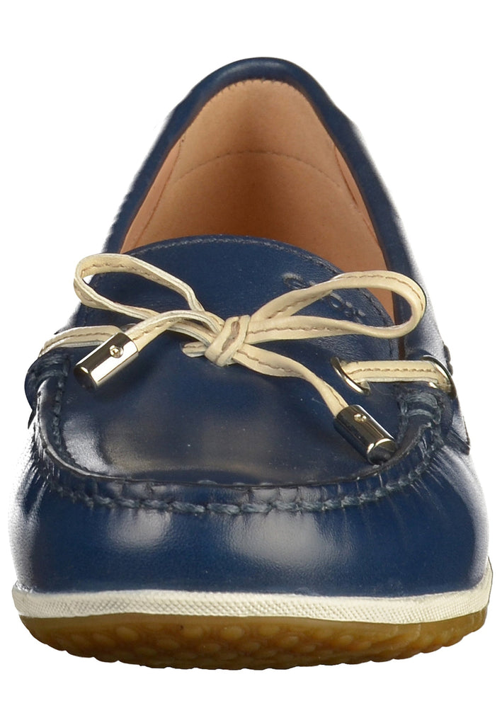 Geox Slipper Leder Blau/Beige