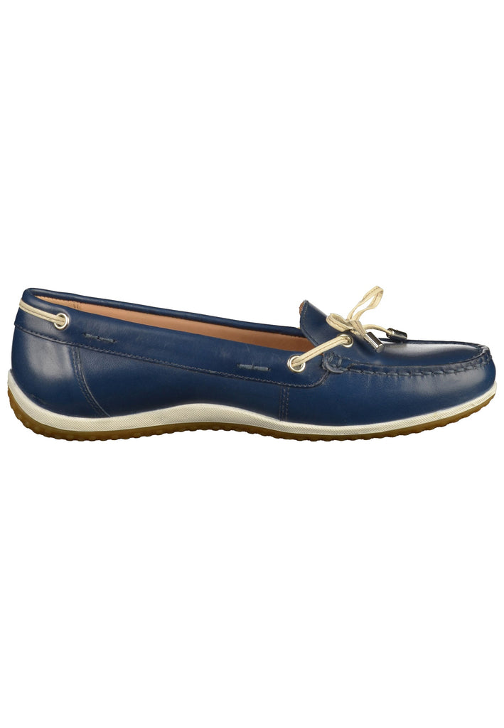 Geox Slipper Leder Blau/Beige