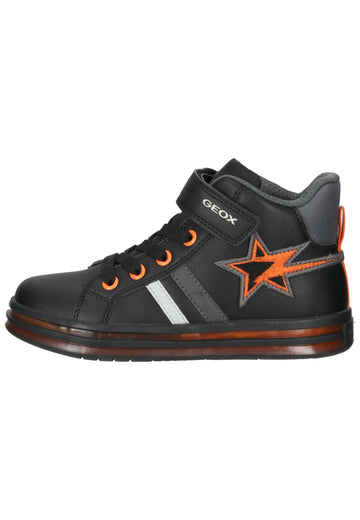 Sneaker Geox Sneaker Lederimitat/Textil Schwarz/Orange
