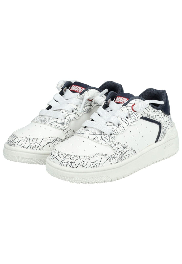 Geox Sneaker Lederimitat/Mesh Weiß/Navy