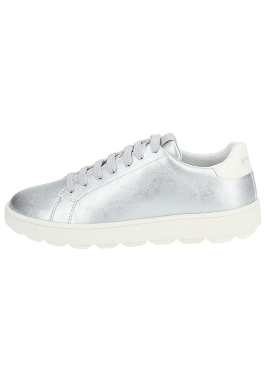 Geox Sneaker Lederimitat Silber/Weiß