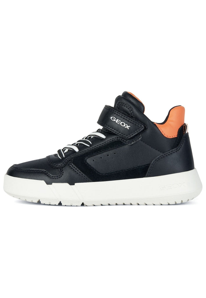 Geox Sneaker Lederimitat/Textil Schwarz/Orange