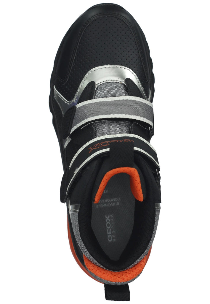Geox Sneaker Lederimitat/Textil Schwarz/Orange
