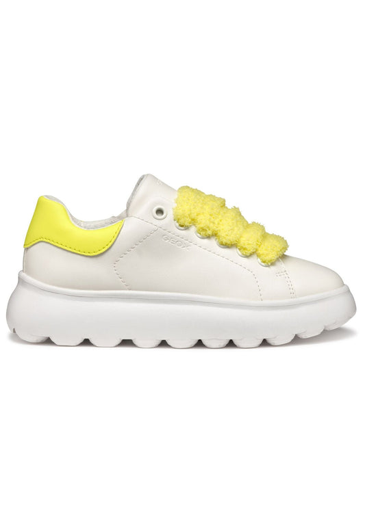 Geox Sneaker Lederimitat Weiß/Gelb