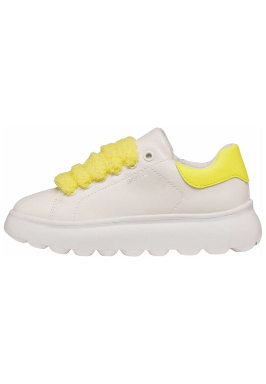 Geox Sneaker Lederimitat Weiß/Gelb