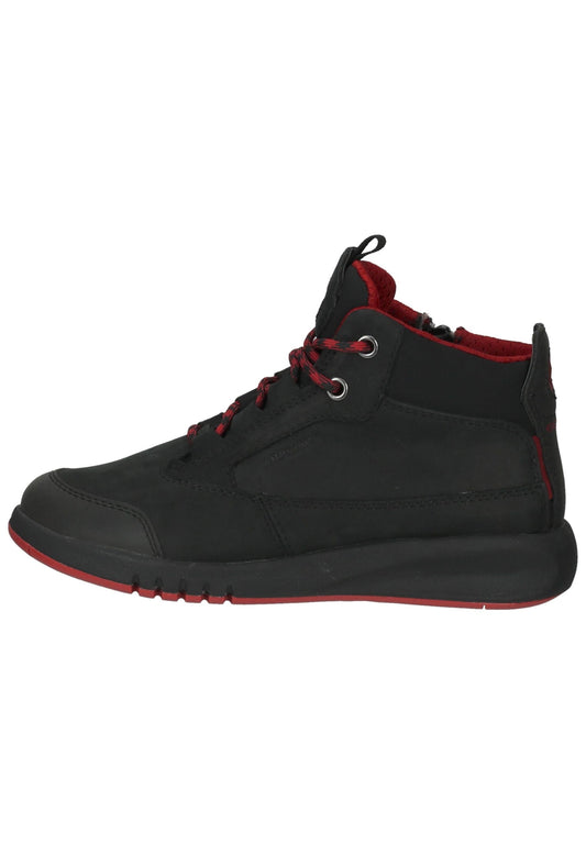 Geox Sneaker Nubukleder/Textil Schwarz/Rot