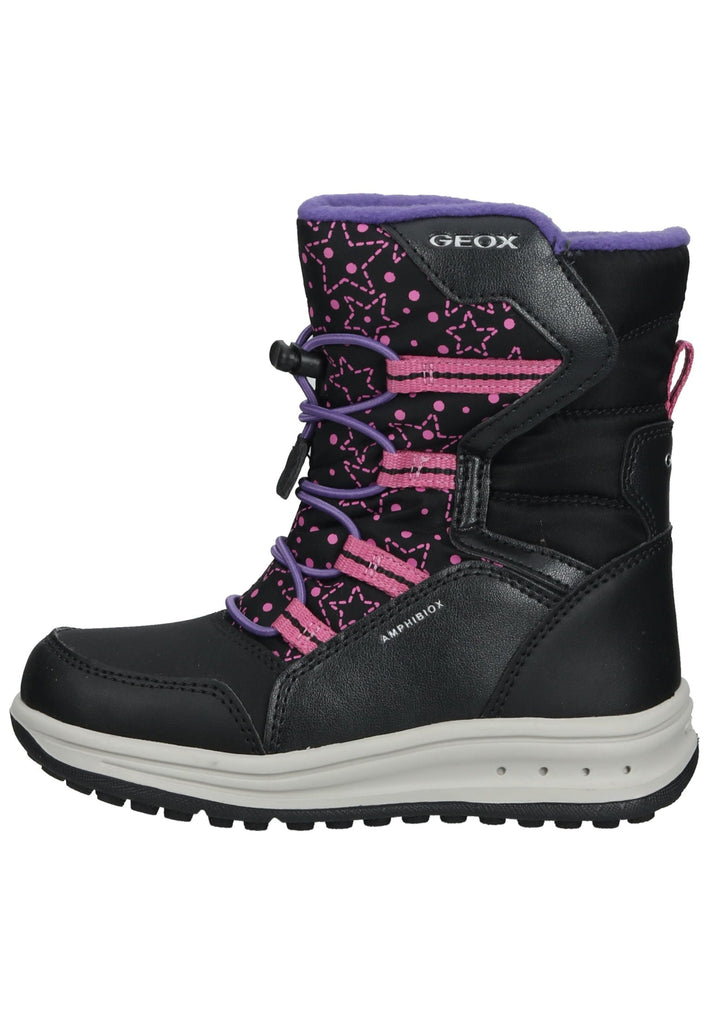Stiefel Geox Stiefel Lederimitat/Textil Schwarz/Pink Warmfutter