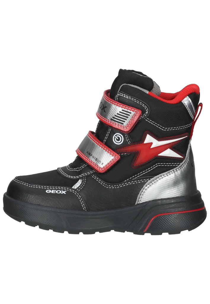 Stiefel Geox Stiefel Lederimitat/Textil Schwarz/Rot Warmfutter