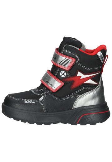 Stiefel Geox Stiefel Lederimitat/Textil Schwarz/Rot Warmfutter