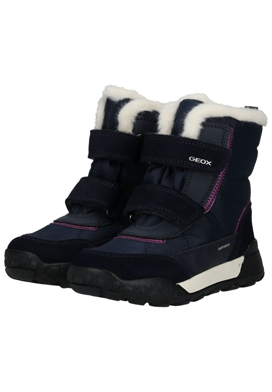 Geox Stiefel Leder/Textil Navy/Lila Warmfutter