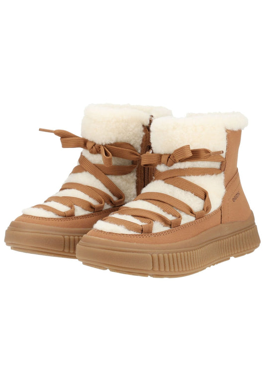 Geox Stiefel Lederimitat/Textil Braun/Weiß Warmfutter