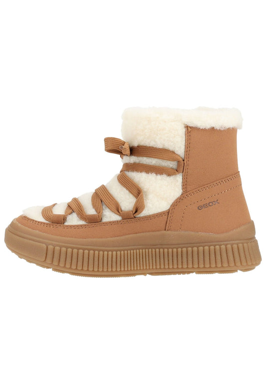 Geox Stiefel Lederimitat/Textil Braun/Weiß Warmfutter