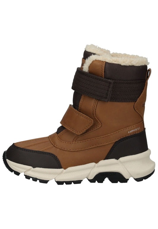 Geox Stiefel Lederimitat/Textil Dunkelbraun/Braun Warmfutter