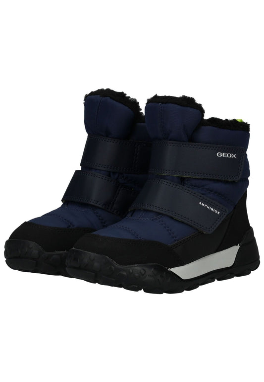 Geox Stiefel Lederimitat/Textil Navy/Lime Warmfutter