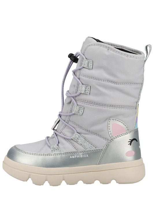 Geox Stiefel Lederimitat/Textil Silber Warmfutter