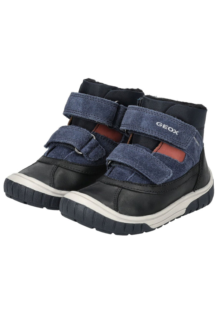 Geox Stiefelette Leder/Textil Schwarz/Blau Warmfutter