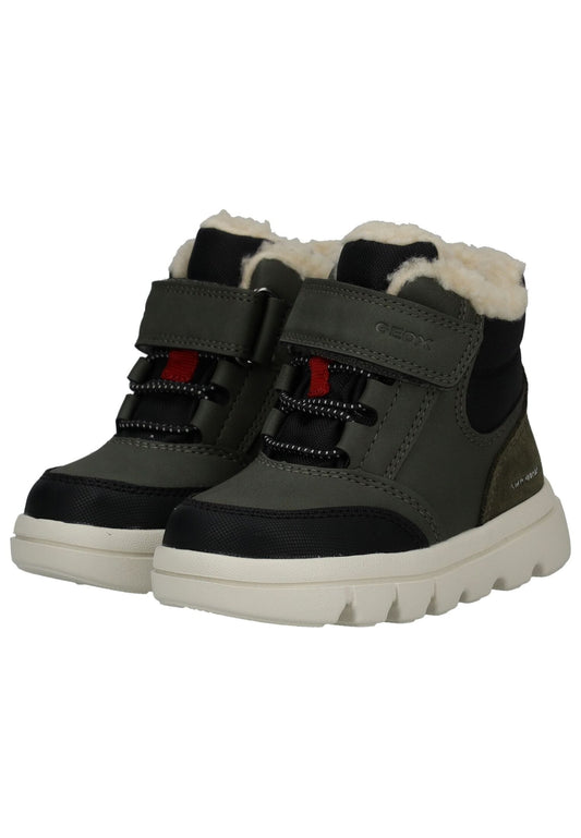 Geox Stiefelette Leder/Textil Schwarz/Grün Warmfutter
