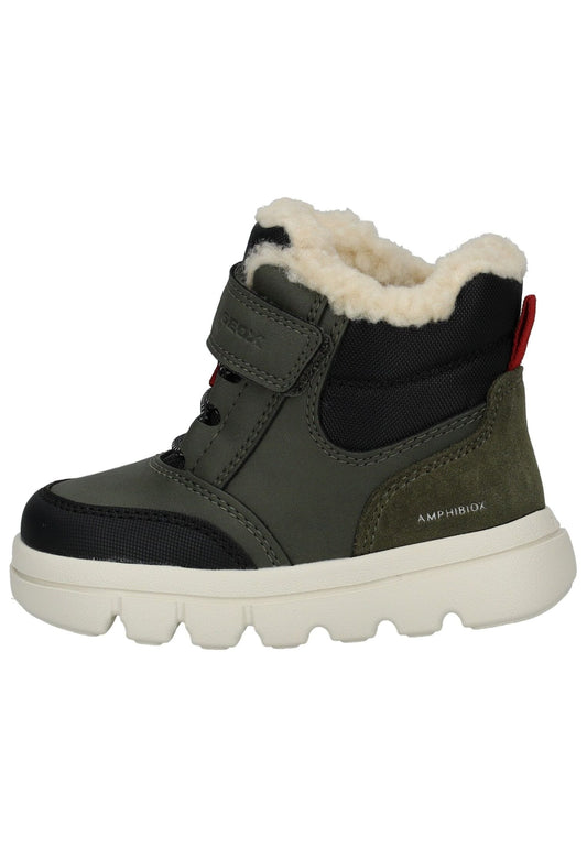 Geox Stiefelette Leder/Textil Schwarz/Grün Warmfutter