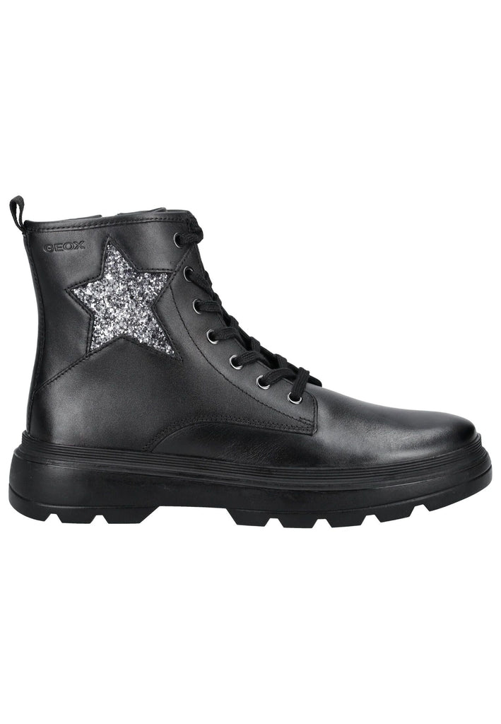 Geox Stiefelette Leder/Textil Schwarz/Silber