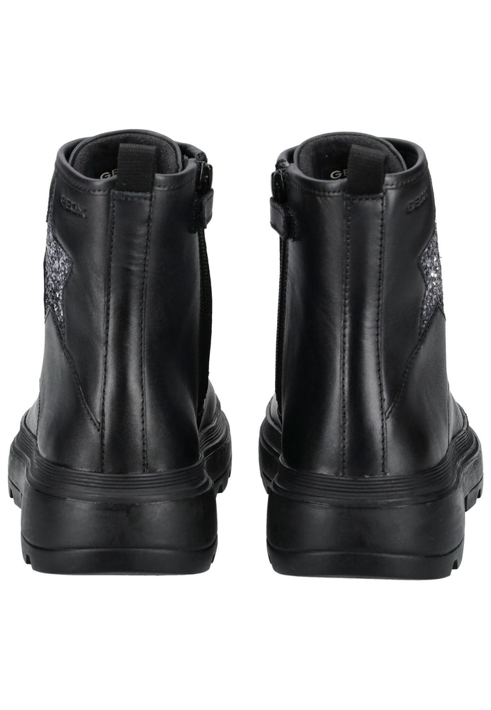 Geox Stiefelette Leder/Textil Schwarz/Silber