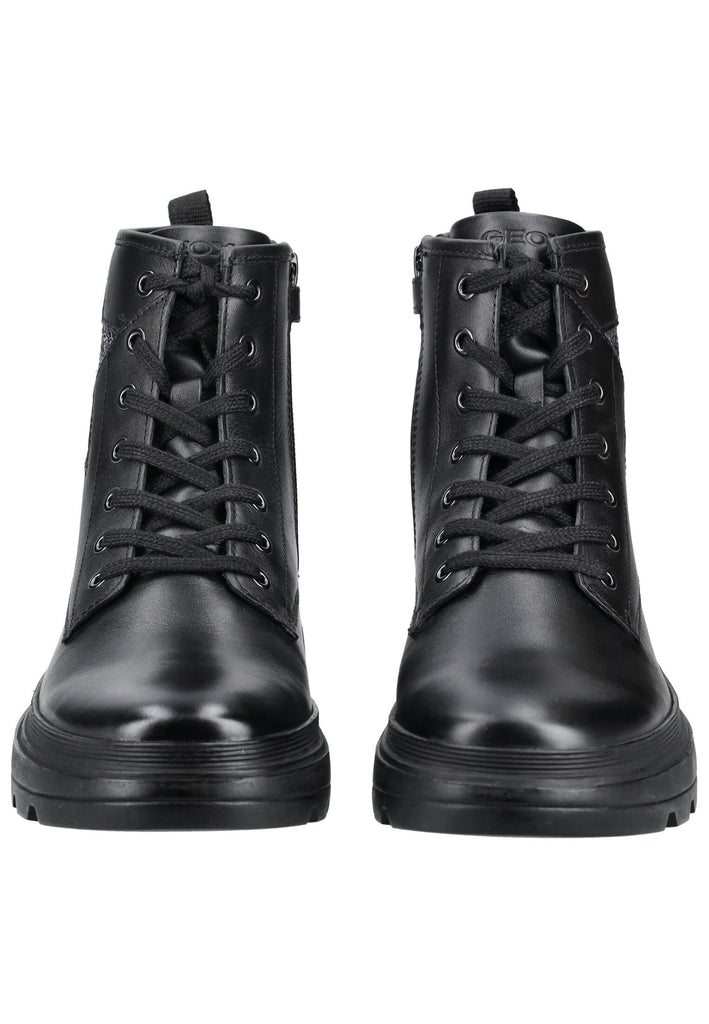 Geox Stiefelette Leder/Textil Schwarz/Silber
