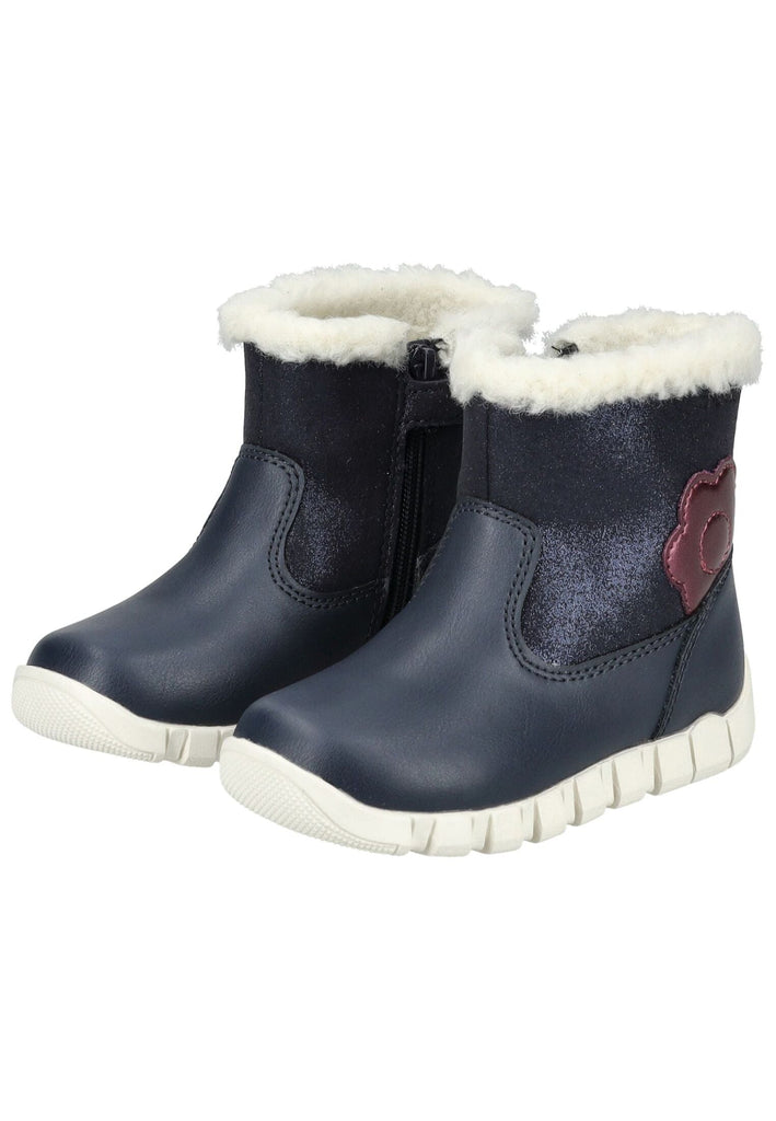 Geox Stiefelette Lederimitat Navy/Pink Warmfutter