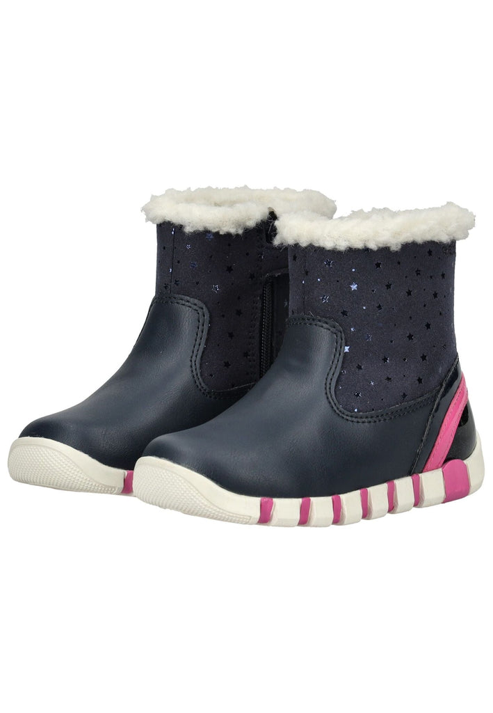 Geox Stiefelette Lederimitat Navy/Pink Warmfutter