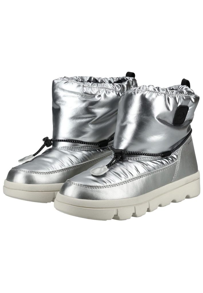 Geox Stiefelette Lederimitat/Nylon Silber/Schwarz Warmfutter