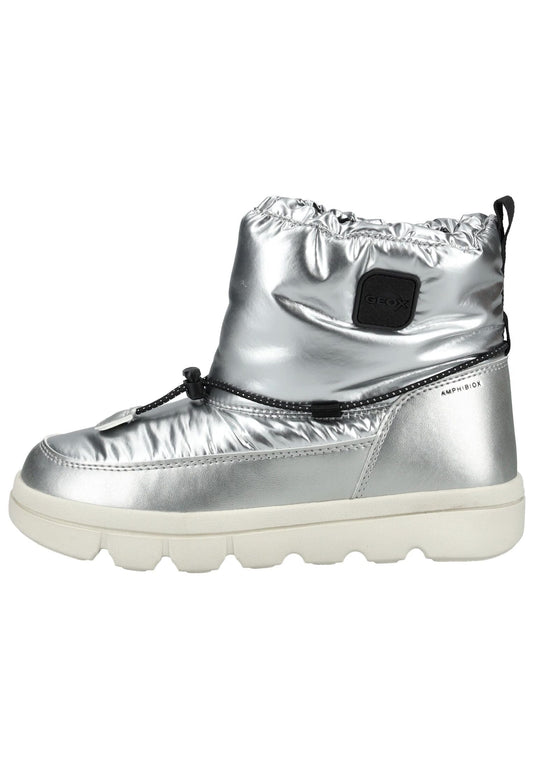 Geox Stiefelette Lederimitat/Nylon Silber/Schwarz Warmfutter