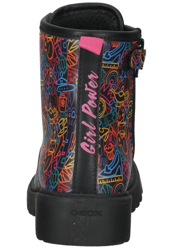Geox Stiefelette Lederimitat Schwarz Multi