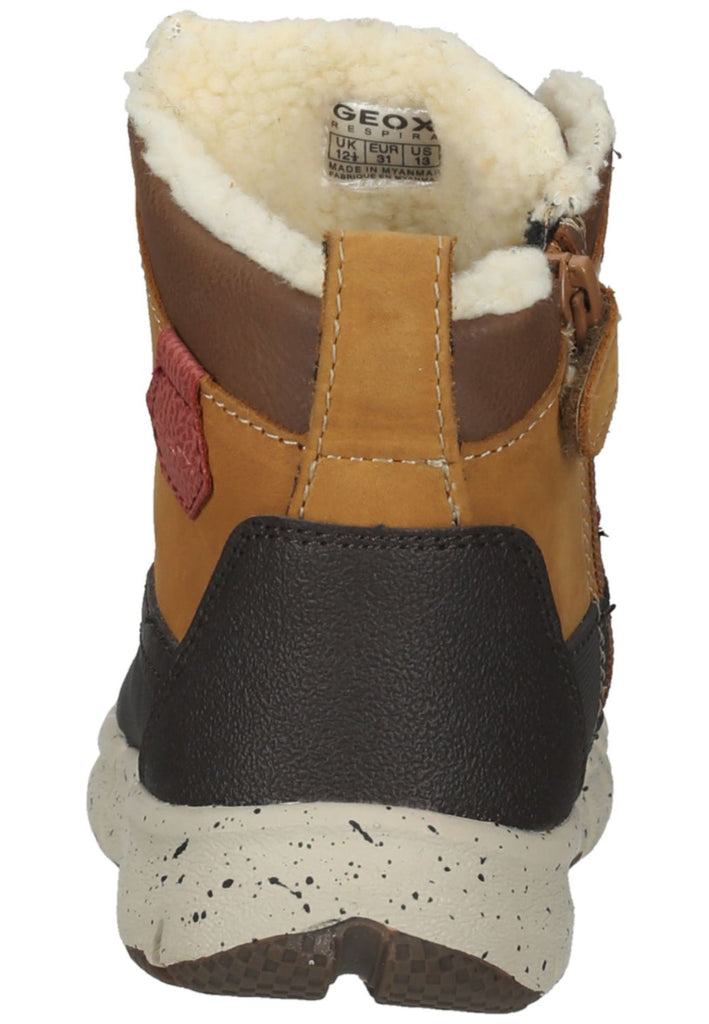 Geox Stiefelette Lederimitat/Textil Braun/Rot Warmfutter